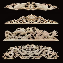 Chinese Dragon Wood Carving Onlays and Appliques Home Decorations Accessories Antique Onlays Moulding Wood Decals for Furniture