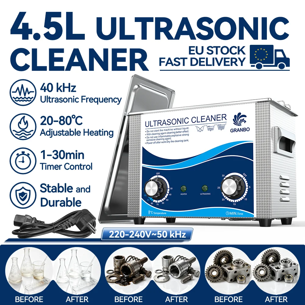 Granbo 180W Ultraschallreiniger 1,2 Gallonen 40kHz für Dentallabor, Zündkerzen- und Fahrradketten-Reinigungsmaschine