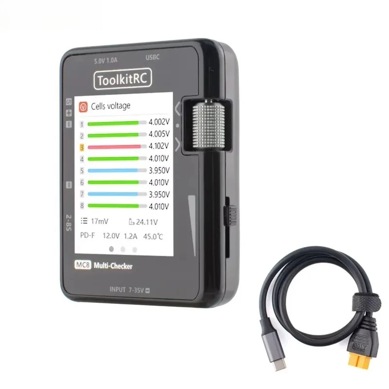 for ToolkitRC MC8 Mini Size Cell Checker 32 Bit Battery Multi Checker with PWM Output PPM SBUS Readout and USB C Fast