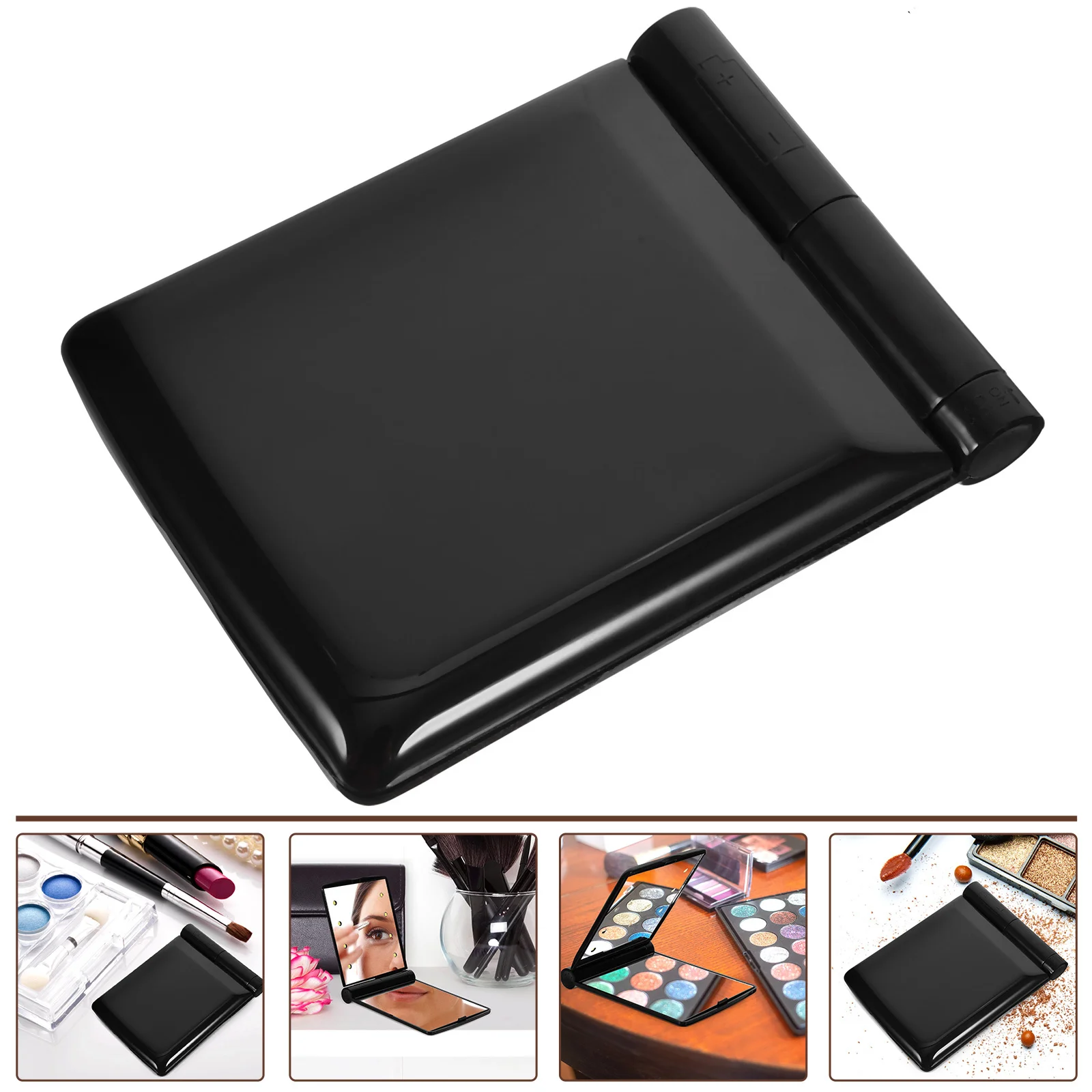 مرآة سفر محمولة قابلة للطي للمكياج بإضاءة LED للنساء، مرآة مدمجة بجيب صغير على الوجهين #1