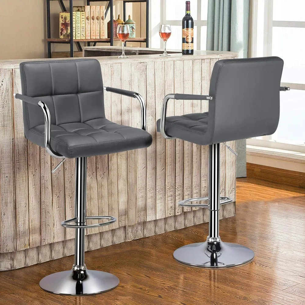 

Bar Stools Set of 2 PU Leather Swivel BarStools for Kitchen Stool ,Dining Chair with Armrest, Counter Stool Barstools