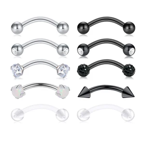 Aço cirúrgico Daith Rook Brinco para Homens e Mulheres, Barbell Curvo, Anéis de Sobrancelha, Piercing Jóias, 16G, 6mm, 8mm, 10mm, 1 Pc 8 principais vendas aneis aço cirurgico - №7