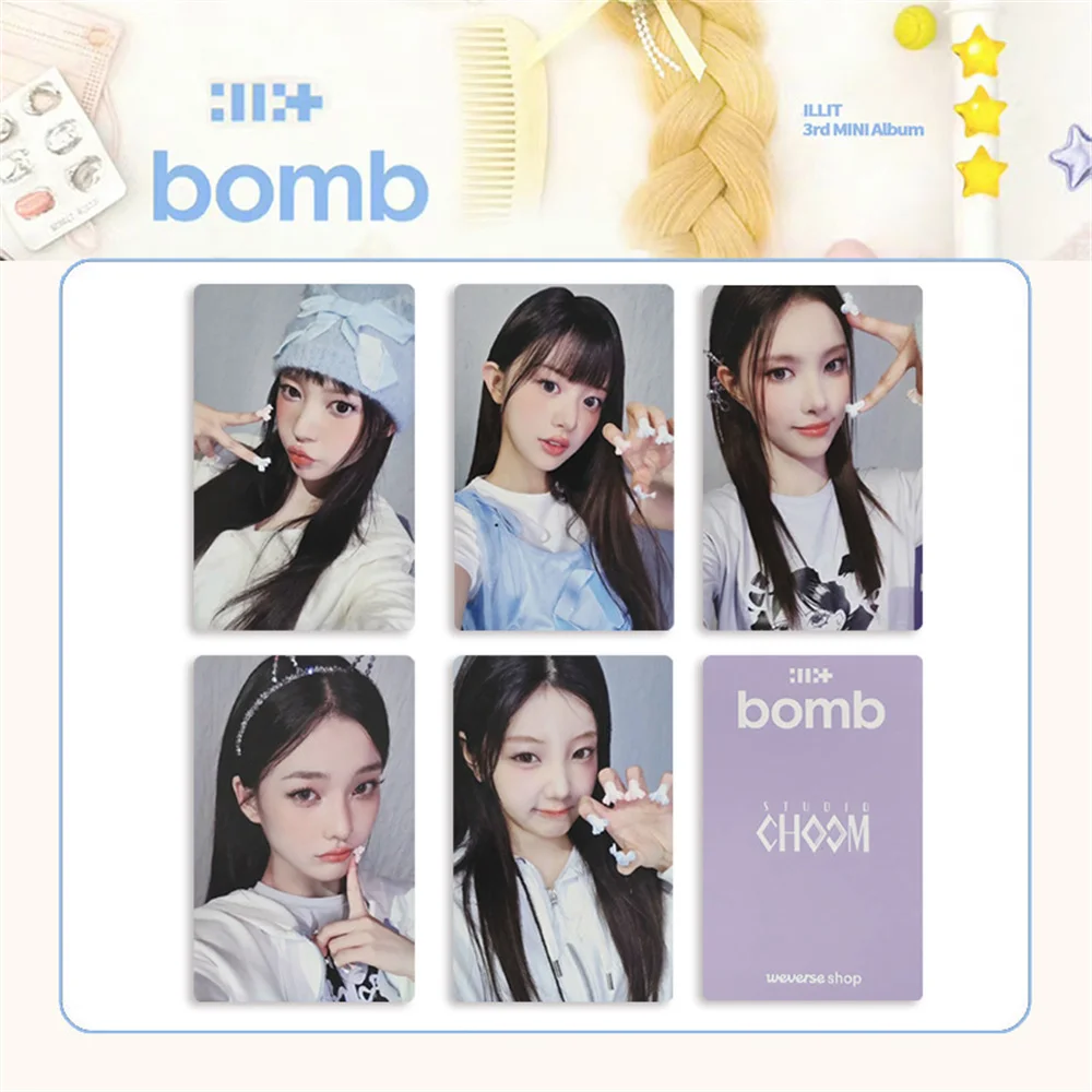 KPOP ILLIT Album PhotoCard GLLIT Ver. WVS Store Benefits LOMO Cards YUNAH MINJU MOKA WONHEE Fans Collection Gifts