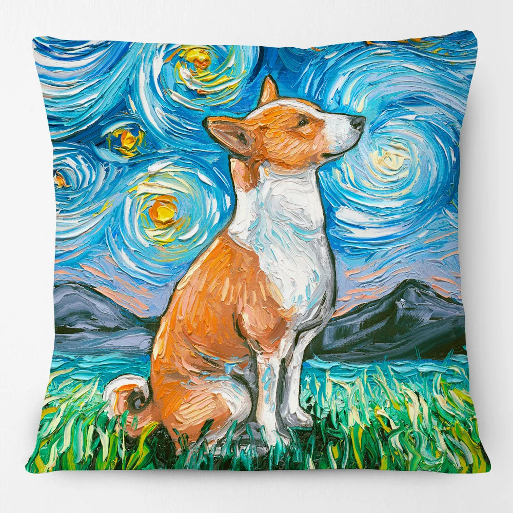 Vincent Van Gogh Dogs Cushion Covers Pitbull Maltipoo Jack Russell Corgi Basenji Dachshund Weimaraner Dog Lover Pillow Case