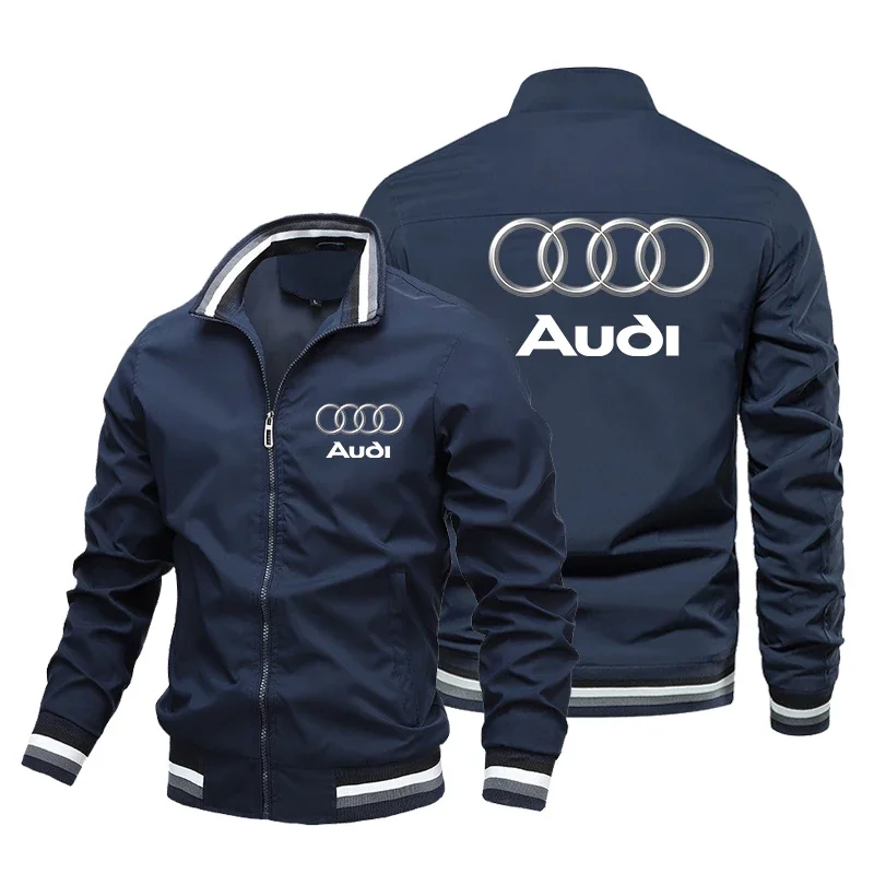 

2024 New Men's Motorcycle Jacket Audi Car Logo Print Jacket Windbreaker Custom Racing Logo Jacket Work Clothes Men Audi Clothing