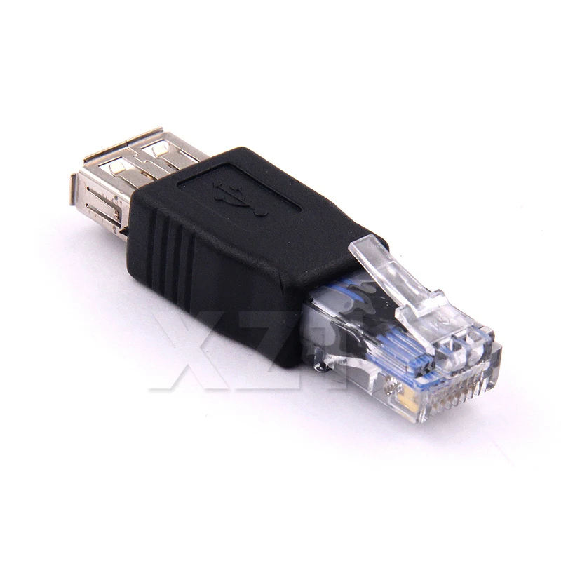 1pcs NEWEST Crystal Head RJ45 Male to USB 2.0 AF A Female Adapter Connector Laptop LAN Network Cable Ethernet Converter plug