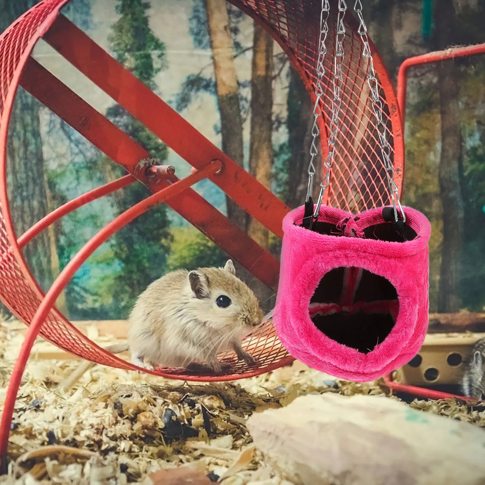 

Squirrel Chinchilla Guinea Pig Rat Small Animal Snuggle Cave Cotton Nest Hut Warm Hanging Hammock Random Color Size S