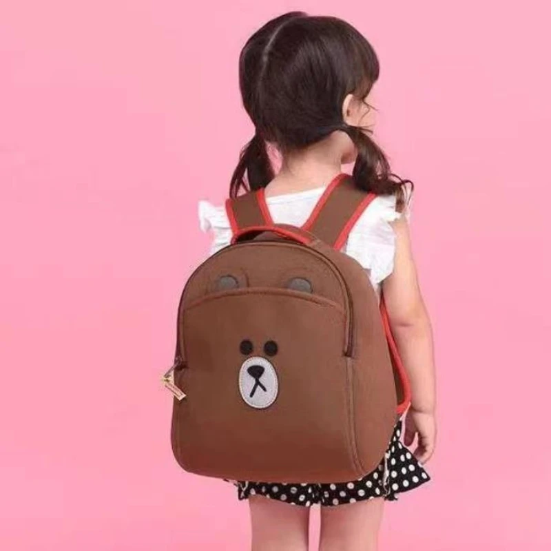 Line Friends brauner Rucksack mit hochwertigem Anime-Cartoon-Print, großes Fassungsvermögen, tragbar, studentenfreundlich und rückenschonend – Detail 6