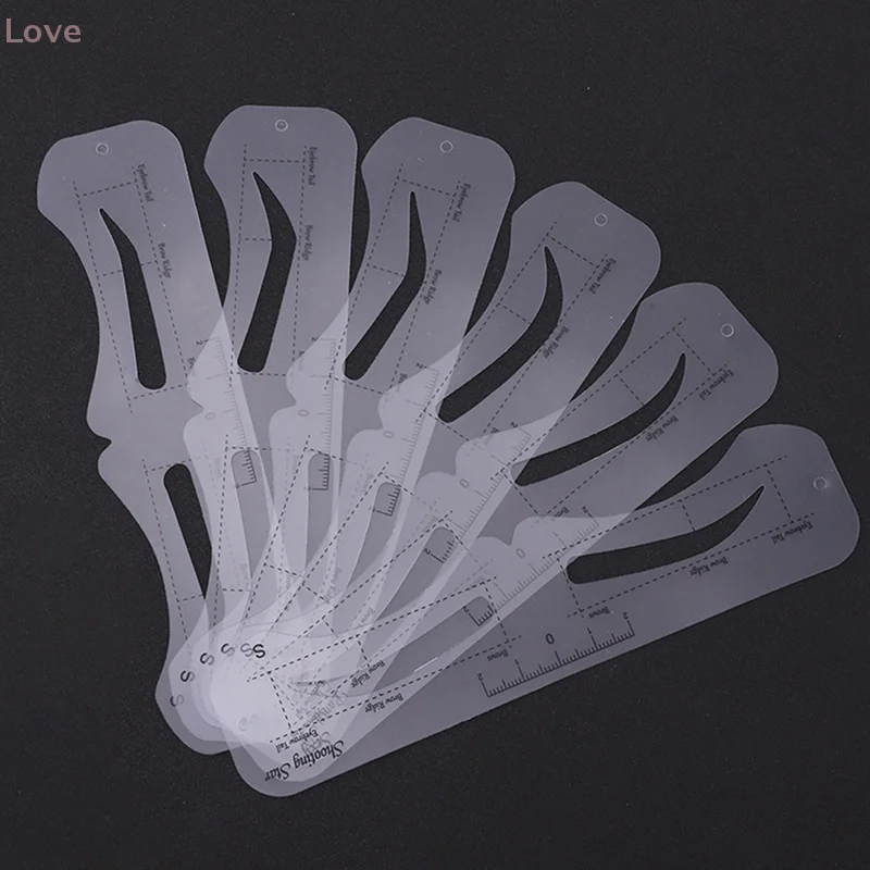 [L & P] Plantilla para cejas fija de 6 estilos, plantilla moldeadora de aseo, pegatinas reutilizables para sello de cejas, cosmético