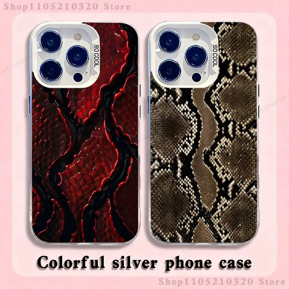 

Snakeskin pattern Art Phone Case For iPhone 17,16,15,14,13,12,11,Mini,Pro,E,MAX White Matte Silicone Whtie Cover