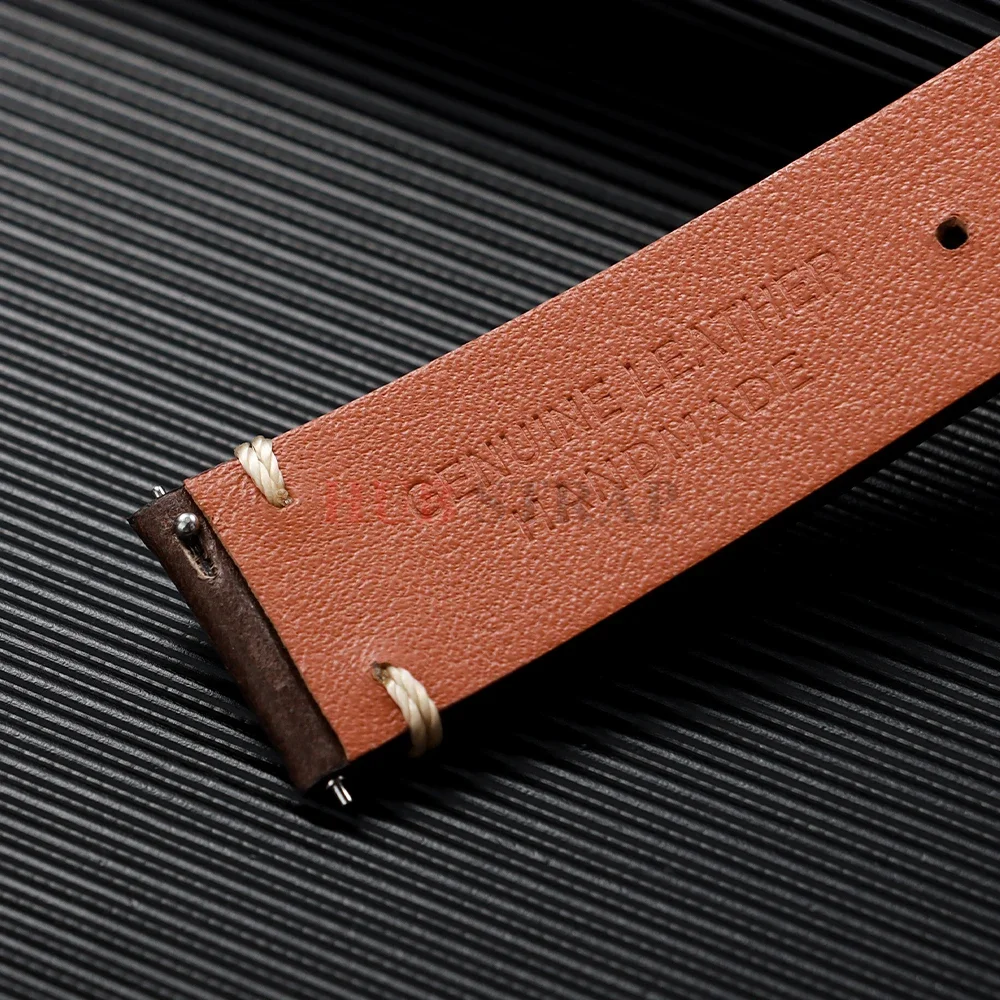 20mm 22mm 송아지 가죽 시계 밴드 오메가용 세이코 스마트워치용 스티칭 시계 밴드 소가죽 스트랩 다크 브라운 시계 액세서리