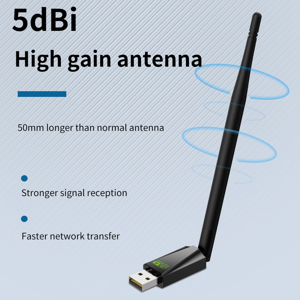 TISHRIC Wireless Mini USB Wifi Adapter Network Card 150Mbps 2.4GHz Wireless AC USB Adapter Ethernet Receiver For PC Laptop