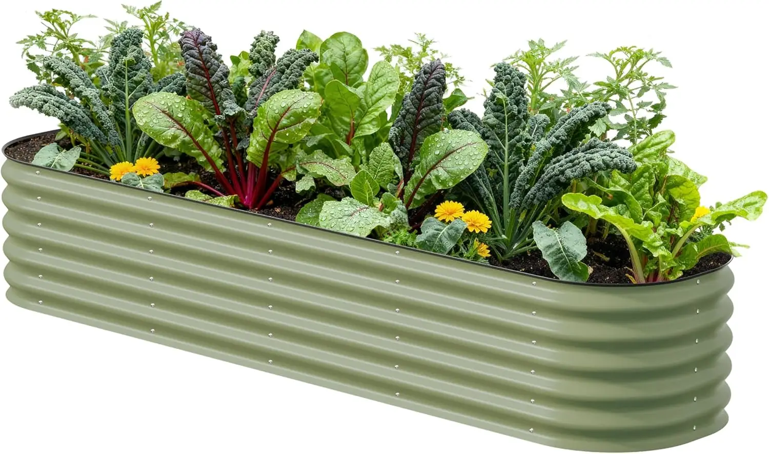 

Raised Garden Bed Kits, 17" Tall 9 in 1 8ft X 2ft Metal Raised Planter Bed for Vegetables Flowers Ground Planter Box-Olive Green
