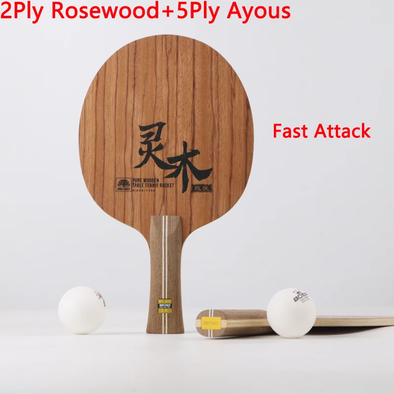 

Ракетки для настольного тенниса BOKI Spirit WOOD Rose, 7-слойная нижняя пластина из палисандра и осевого материала, профессиональное весло для пинг-понга, быстрая атака