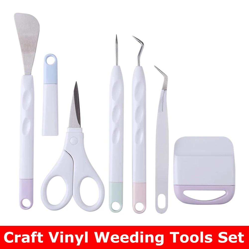 6pcs/set Weeding Tools for Vinyl Craft Weeder Tools Precision Scissors/Spatula/Tweezers/Scraping Piecing Tool for Paper Projects