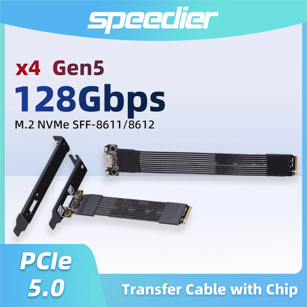 ADT PCIE 5.0 X4 M.2 NVMe To OCuLink Riser Cable SFF-8611 SFF-8612 Adapter Gen5 128Gbps for Graphics Card External GPU Dock eGPU