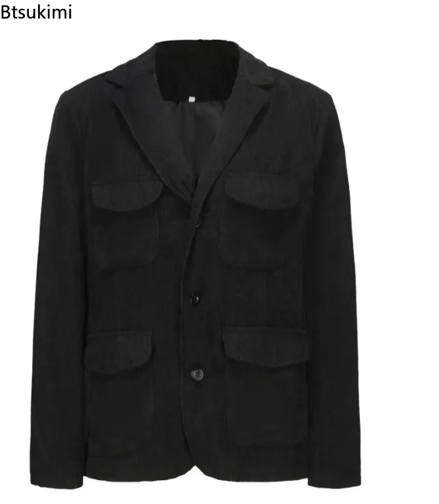 2024 Men's Spring Autumn Casual Coat Jacket Fashion Solid Jacket Male Top Single Breasted Outerwear Coats Chamarras Para Hombre