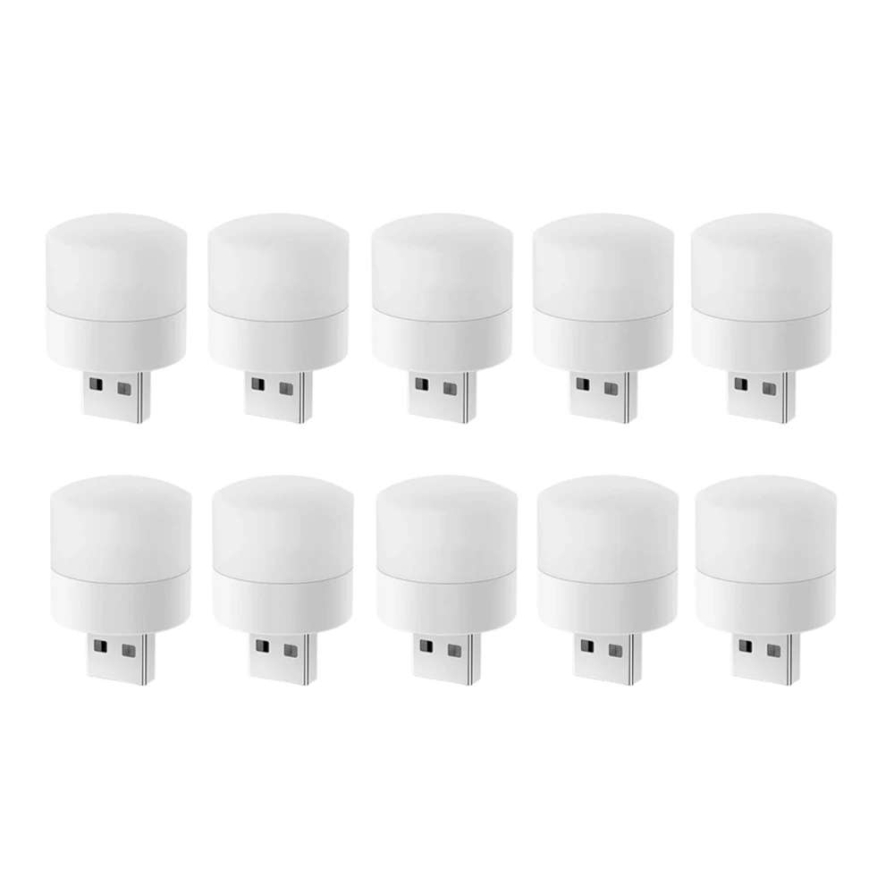 10PC USB Portátil LED Mini Noites Luz Pequena Lâmpada Redonda Computador Energia Móvel