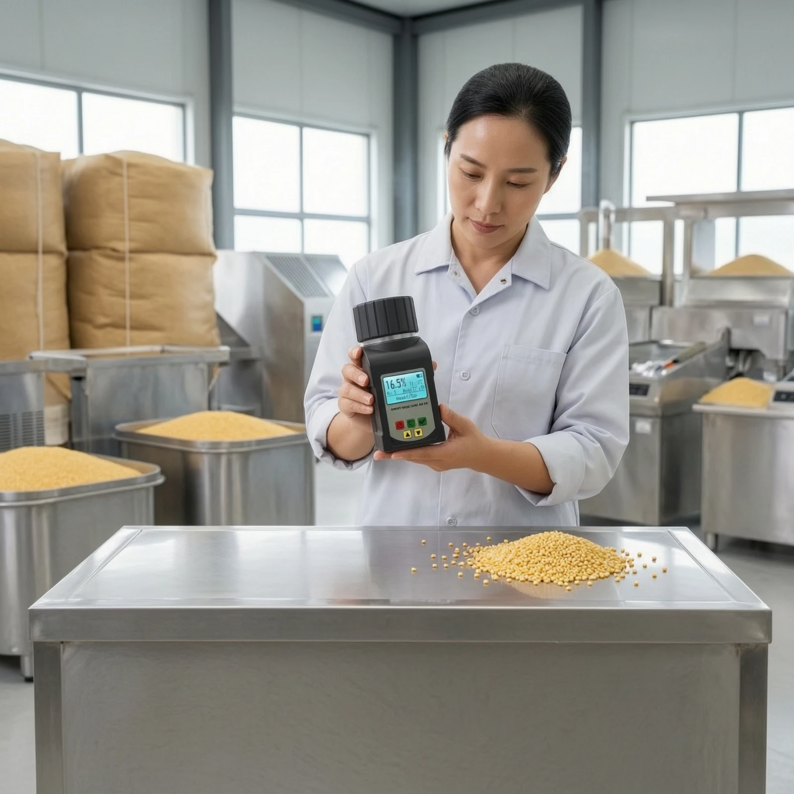 Grain Moisture Meter Temperature Measuring Grain Moisture Tester Handheld Analyzer Backlit Sturdy for Farmers, Farms