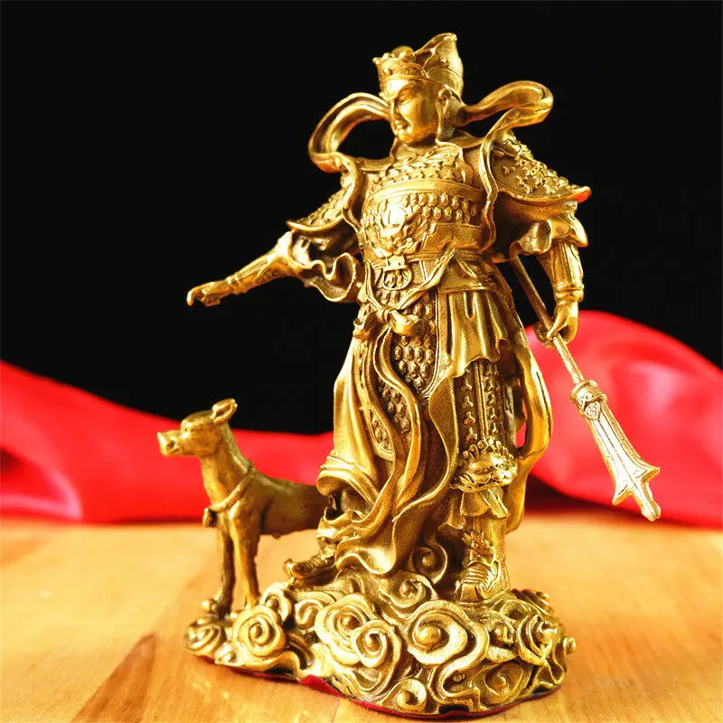 Pure Copper Two Lang God Zhenjun Figure Decoration Yang Mu Statue Bronze Crafts Living Room Study Desktop Display Decoration