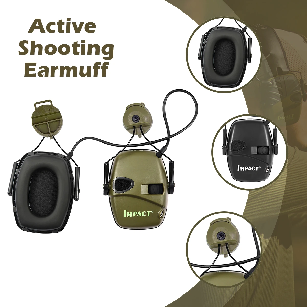 Electronic Shooting Headset Active Electronic Earmuff Ear Protect Noise Reduction Helmet Mounted Version Tactical Headphones