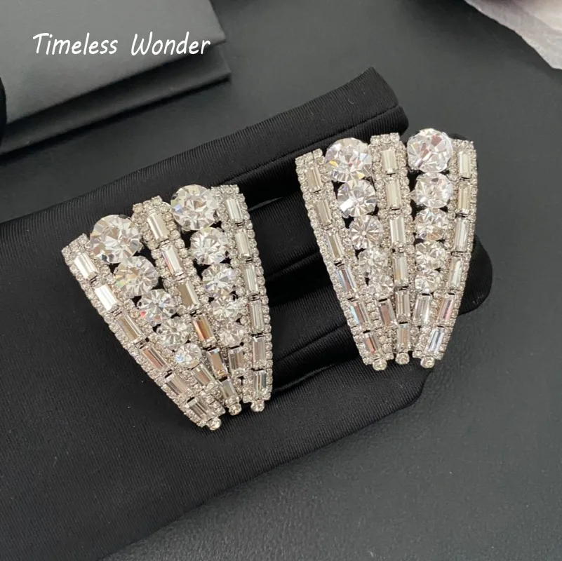 

Вневременные серьги-клипсы Wonder Fancy Crystal Geo для женщин, дизайнерские ювелирные изделия, редкий роскошный модный подарок 5152