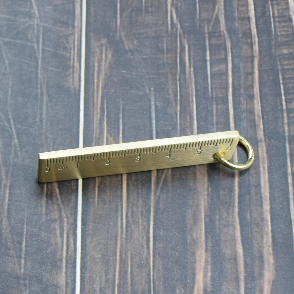 Mini Portable Golden Brass Ruler With Hang Vintage Metal Measure Tools Small Stationery Accessories 6cm Scale Straightedge Gift