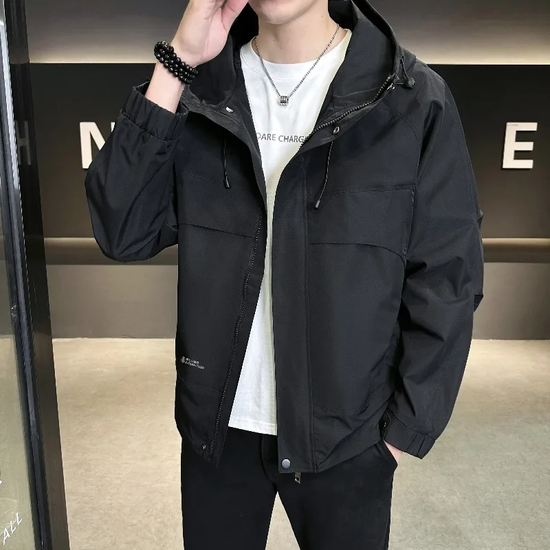 Spring Autumn New Men's Women's Loose Hooded Jacket Windproof Polyester Multi Pocket Design Outdoor Sports and Leisure Jacket