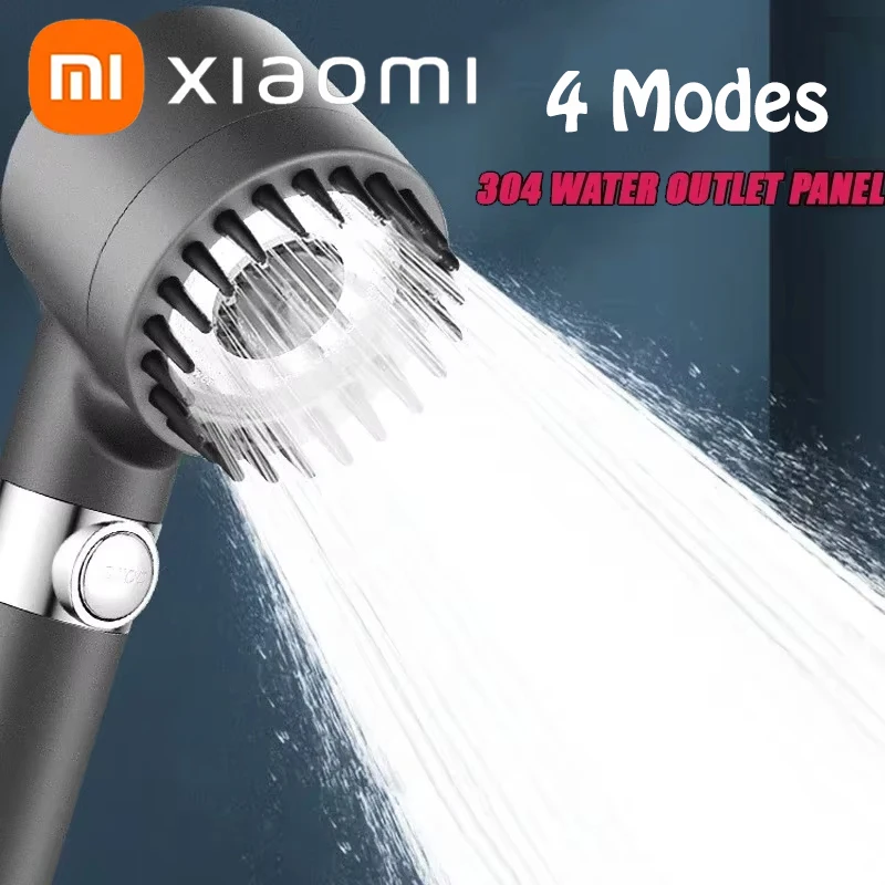 Насадка для душа высокого давления Xiaomi, 4 режима экономии воды с фильтром для жесткой воды, регулируемый спрей с массажным душем для ванной комнаты Насадка для душа высокого давления Xiaomi, 4 режима экономии воды с фильтром для жесткой воды, регулируемый спрей с массажным душем для ванной комнаты