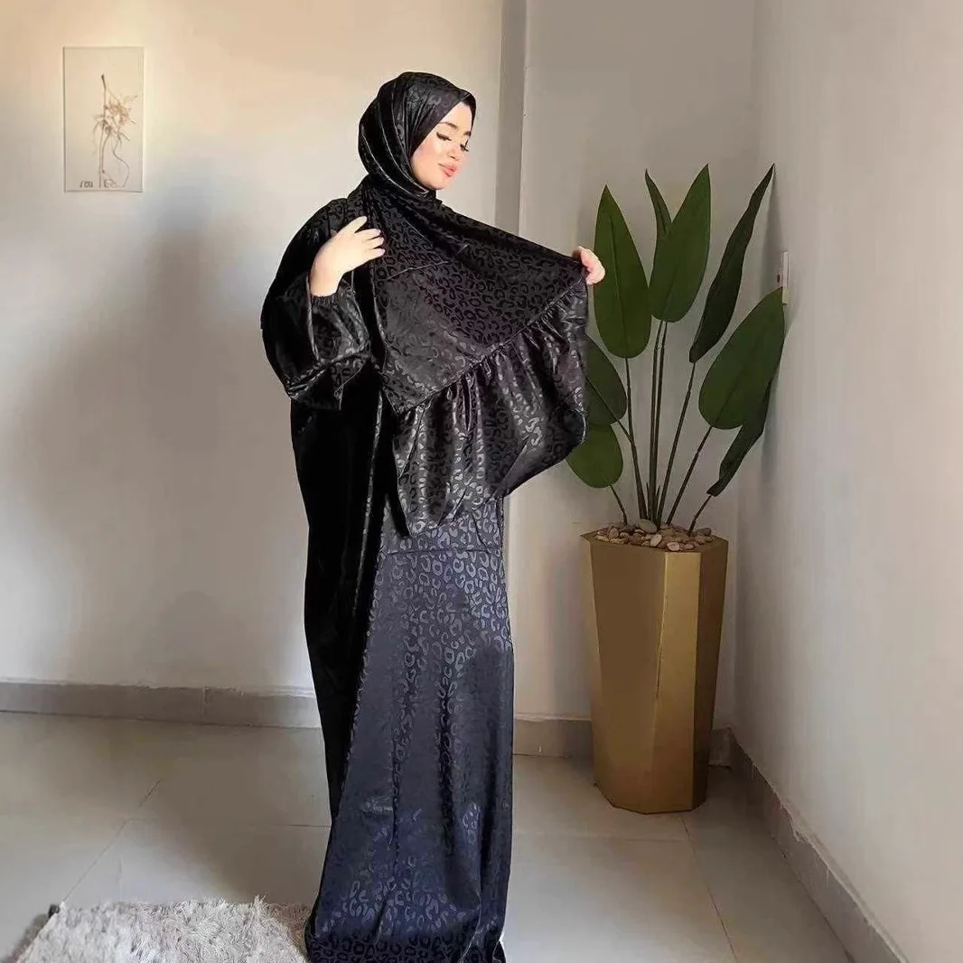

Hooded Abaya Prayer Dress with Attached Hijab Scarf Long Sleeves One Piece Jalabiy Muslim Women Ramadan Eid Dubai Islam Clothing