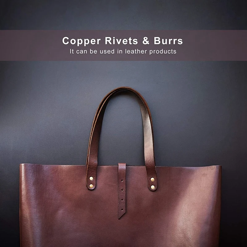 50 Sets Copper Rivets And Burrs, Copper Rivets For Leather For Belts Wallets Collars Leather DIY Craft Supplies