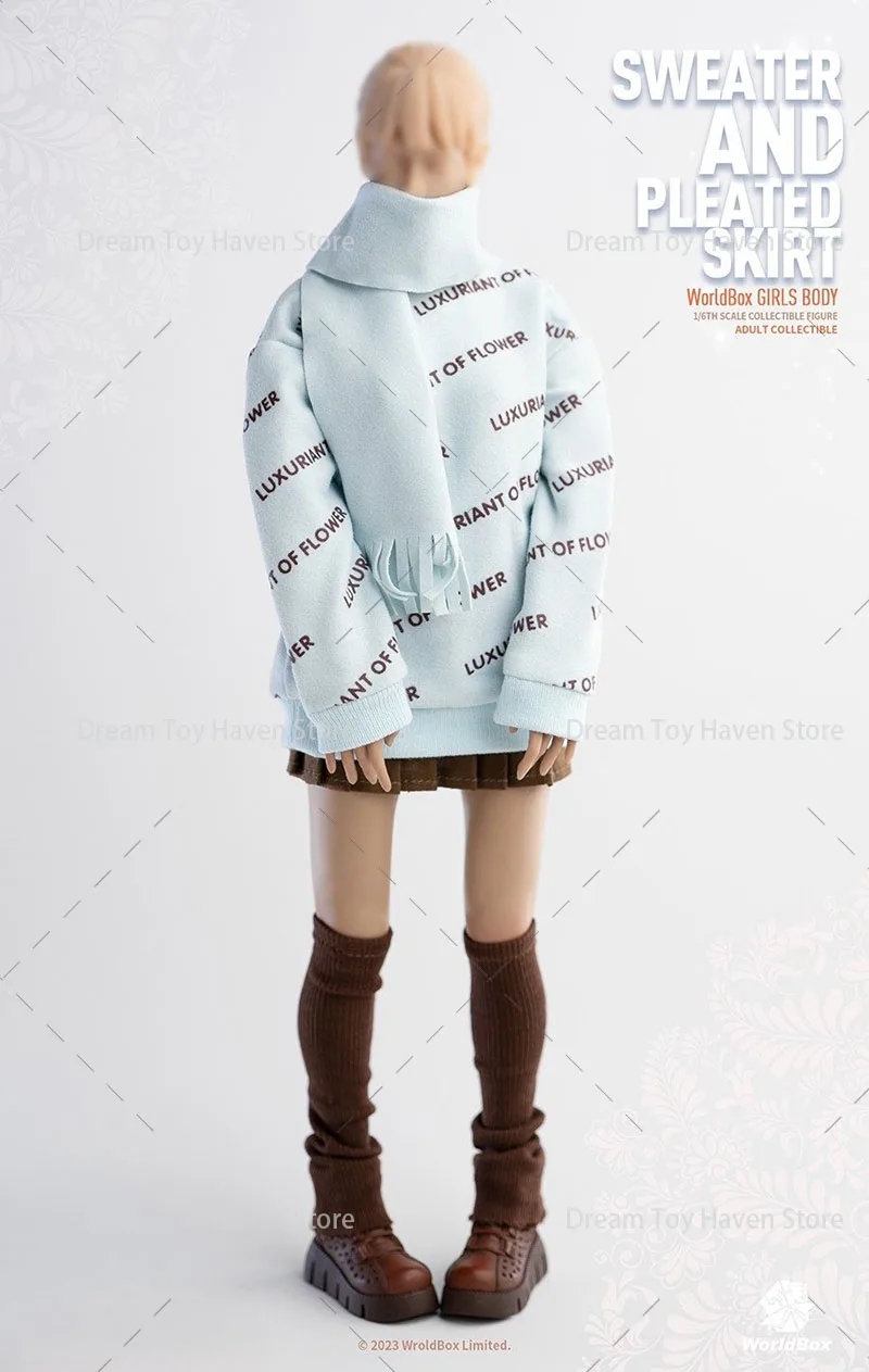 ‌Worldbox CA010 1/6 Scale Women's Long Sleeve Sweatshirt Pleated Skirt Socks Sneakers Set Fit 12