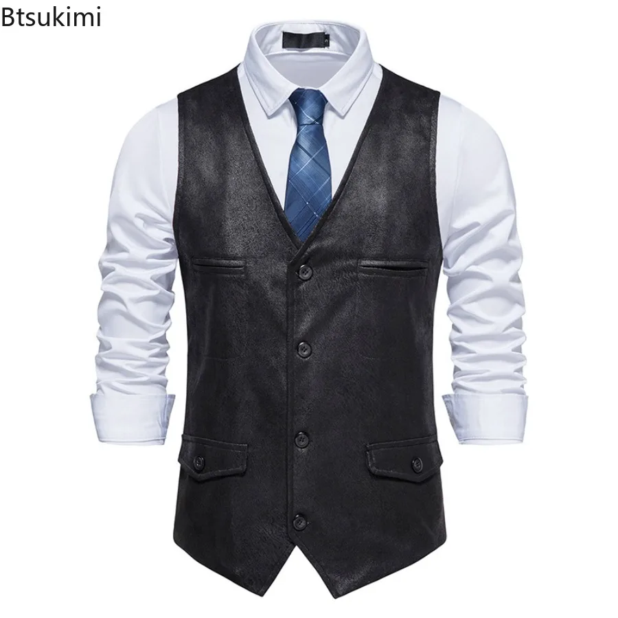 Pakaian Pria Fashion Rompi Setelan Suede Kualitas Tinggi Rompi Formal Bisnis Tanpa Lengan Leher V Pria Rompi Gaun Pesta Pernikahan