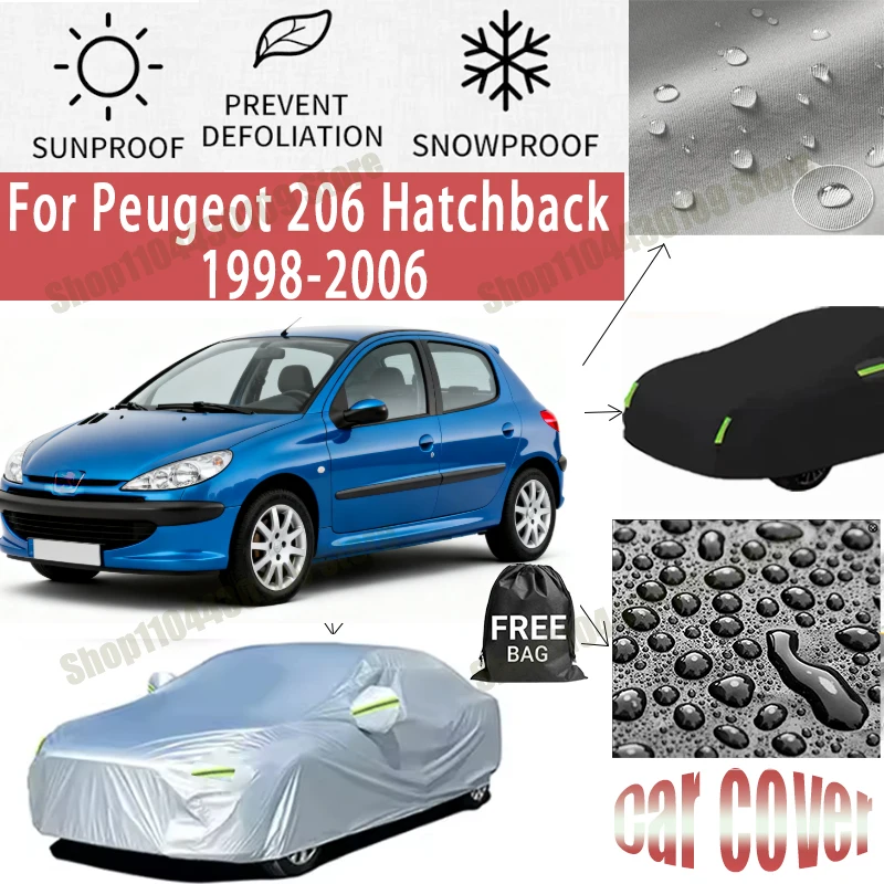 

Чехол для автомобиля Peugeot 206 Hatchback 1998-2006, зимний и летний, защита от снега и пыли, водонепроницаемый, солнцезащитный, защита от ультрафиолета.