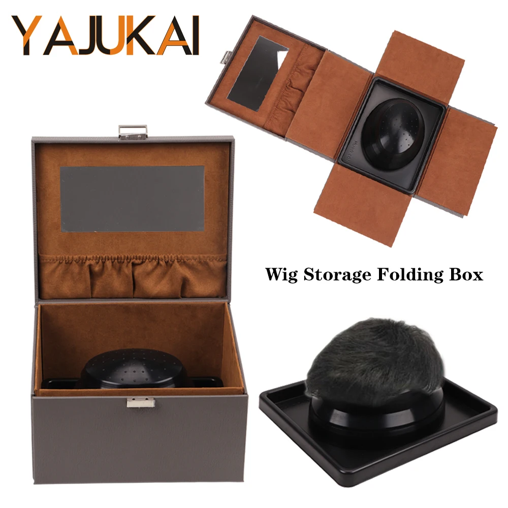 

Magnetic Foldable Wig Storage Box With Top Handle For Displaying And Storing Wigs Wig Travel Case With Mirror For Short Wigs
