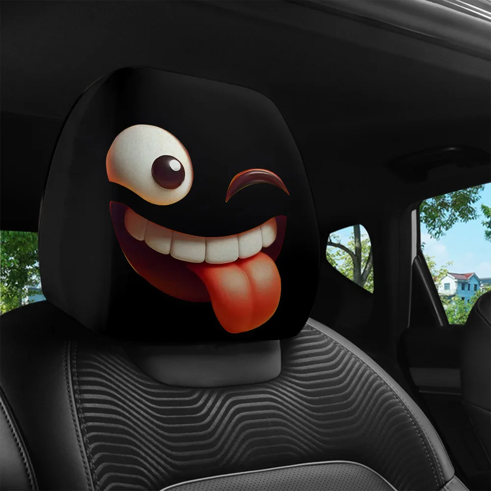 قطعتان من أغطية مسند رأس السيارة الممتعة ذات التعبير اللسان، هدية مثالية لعيد ميلاد الصديق، قابلة للتمدد والغسل
