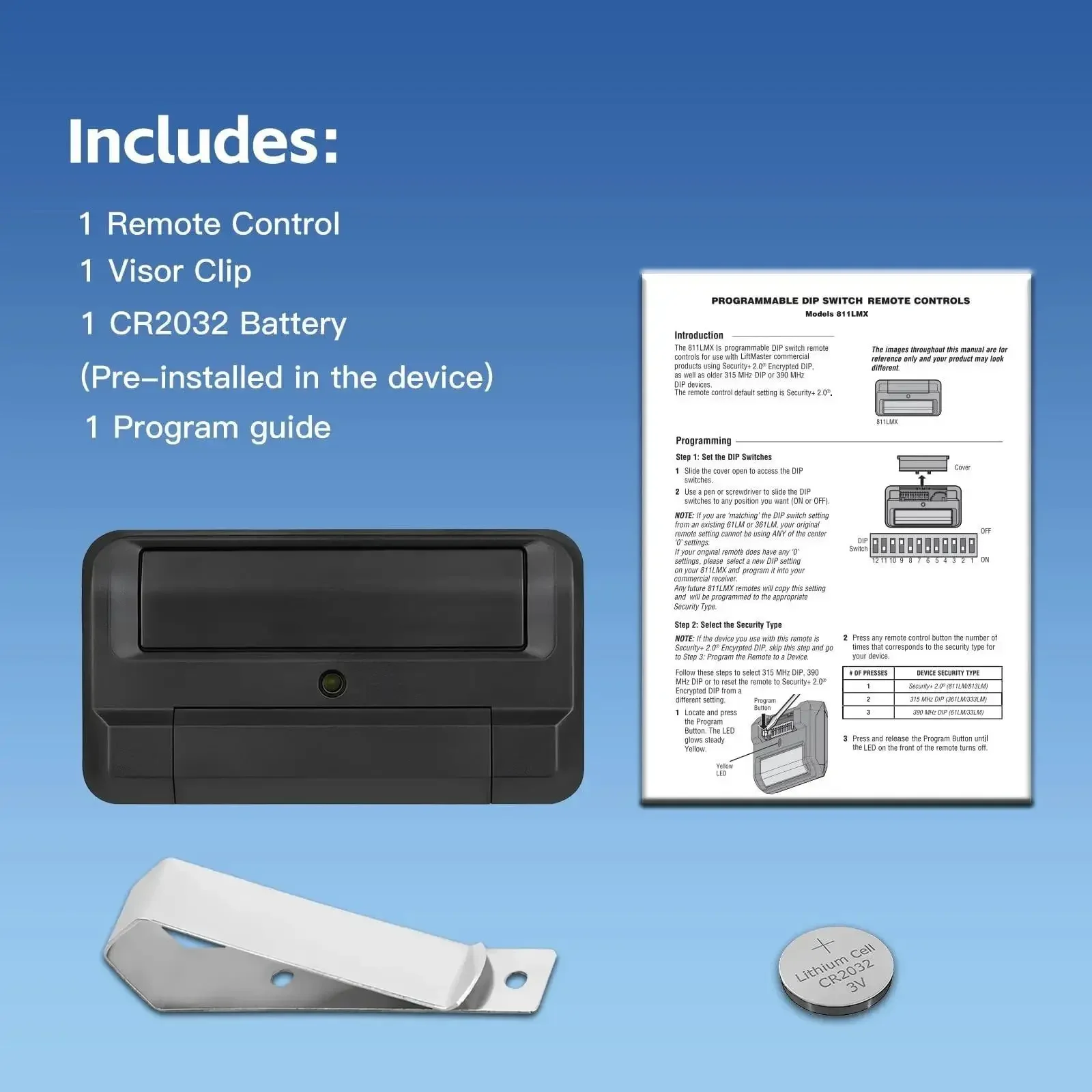 Universal Garage Door Opener for 811LMX 811LM Garage Door Opener Transmitter with Visor Clip