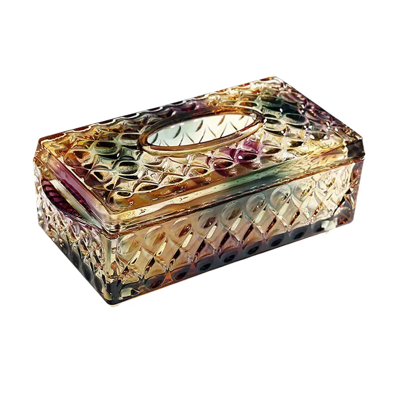 Light luxury glass paper box, living room household tissue box, high-value desktop napkin storage