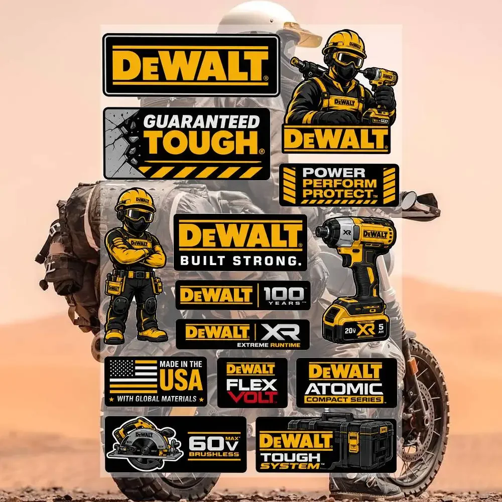 DEWALT Ästhetische Graffiti Wasserfeste PVC-Aufkleber für Auto Motorrad Skateboard Helm Notizbuch – Detail 1