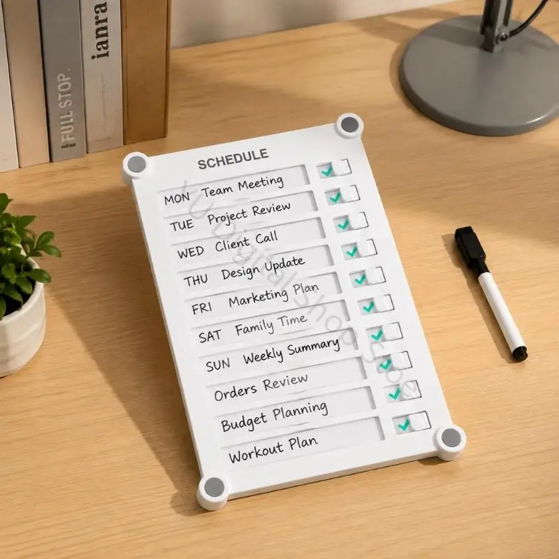 96BA Doppelseitige magnetische Nachrichtentafel für Kühlschrank, Wochenplanertafel für Familienroutinen, Büronotizen und – Detail 9