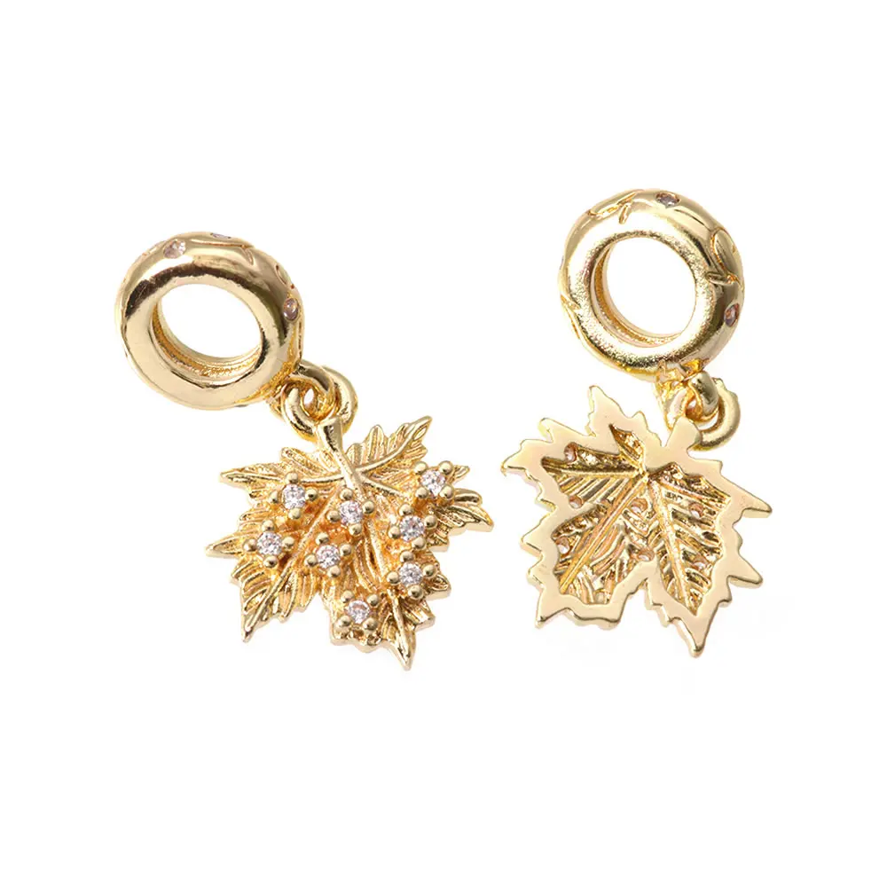 18K Goldfarben Silberfarben Messing Ahornblatt-Anhänger DIY Schmuckherstellung Halskette Ohrringe Zubehör Materialien – Detail 9