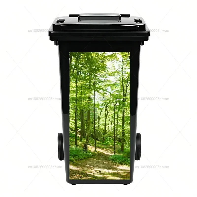 Plant landscape painting trash can stickers, outdoor trash can stickers, PVC waterproof decorative stickers