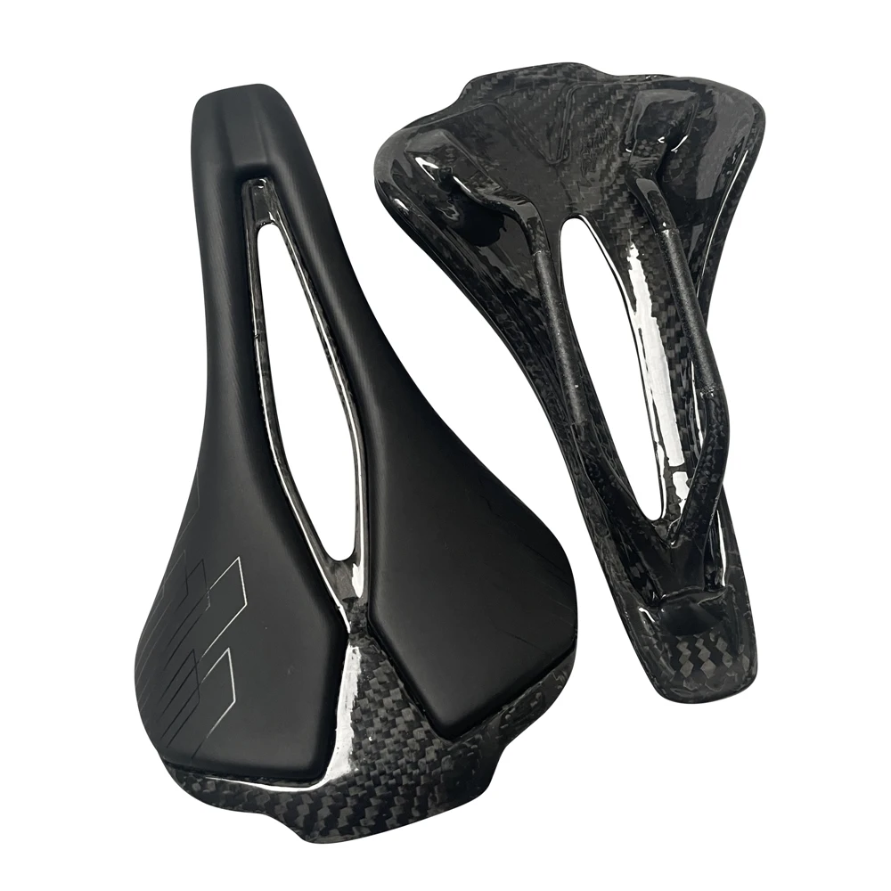 Vollcarbon-Fahrradsattel Ultraleichter Ovaler Carbon-Sattel mit Schienen Rennrad-Sitzkissen Fahrradteile