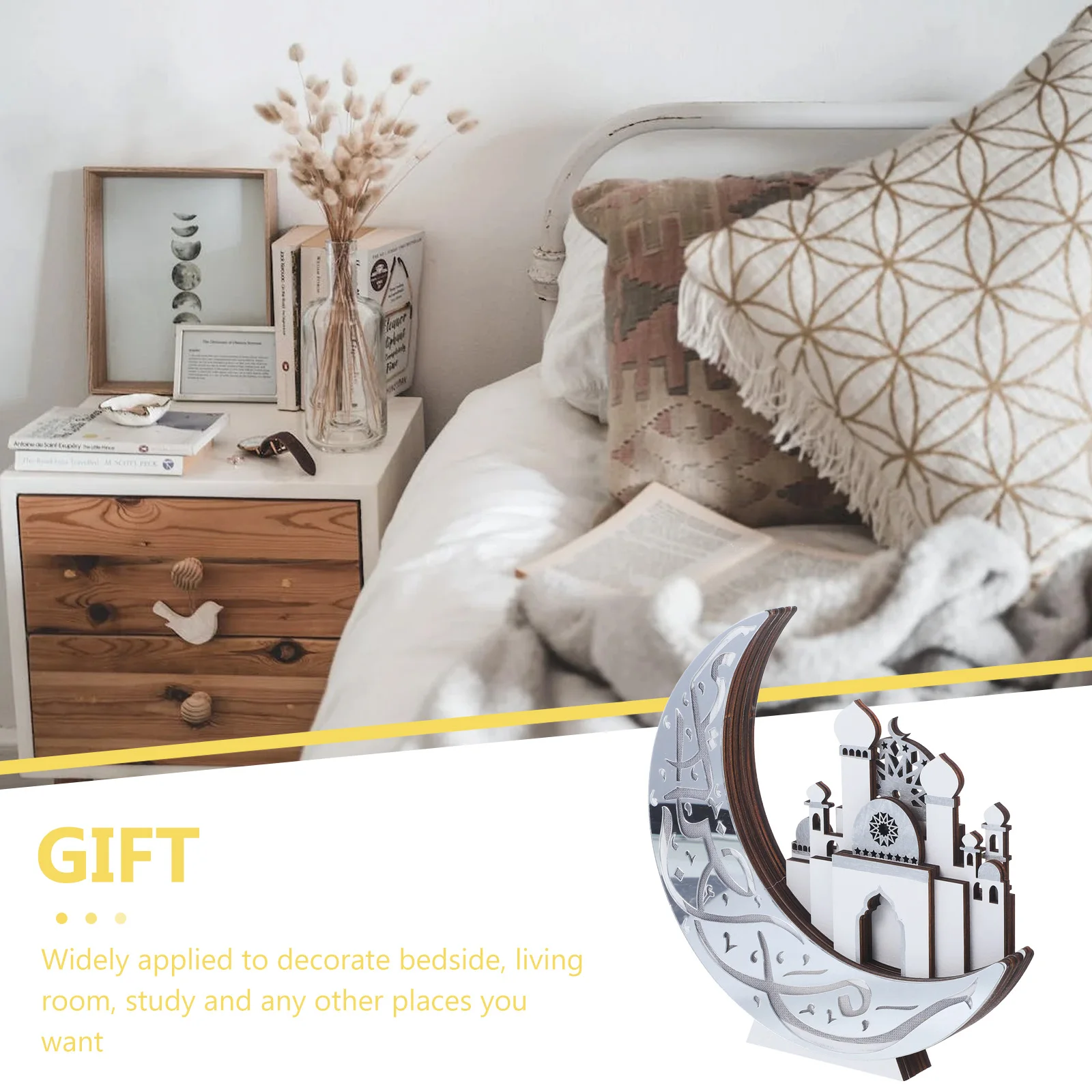 

Wooden Decoration Eid Theme Party Festival Hanging LED Lamp Ramadan Craft Decorative Lights Home nament DIY