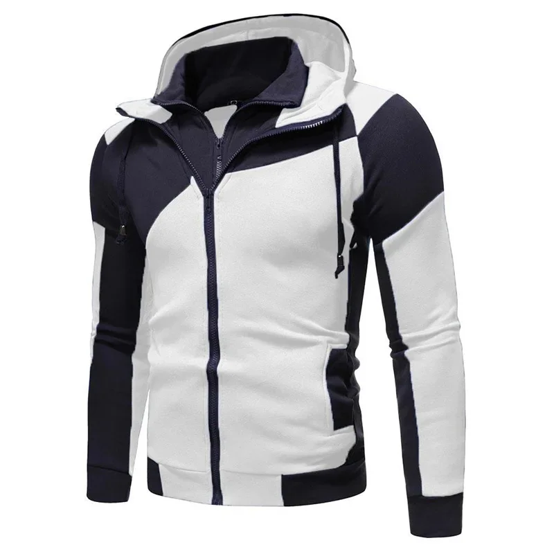 

Spring Autumn Men's Spliced Jacket Mountaineering Jacket Outdoor Zipper Jacket with Hood Sports Windbreaker Outwear