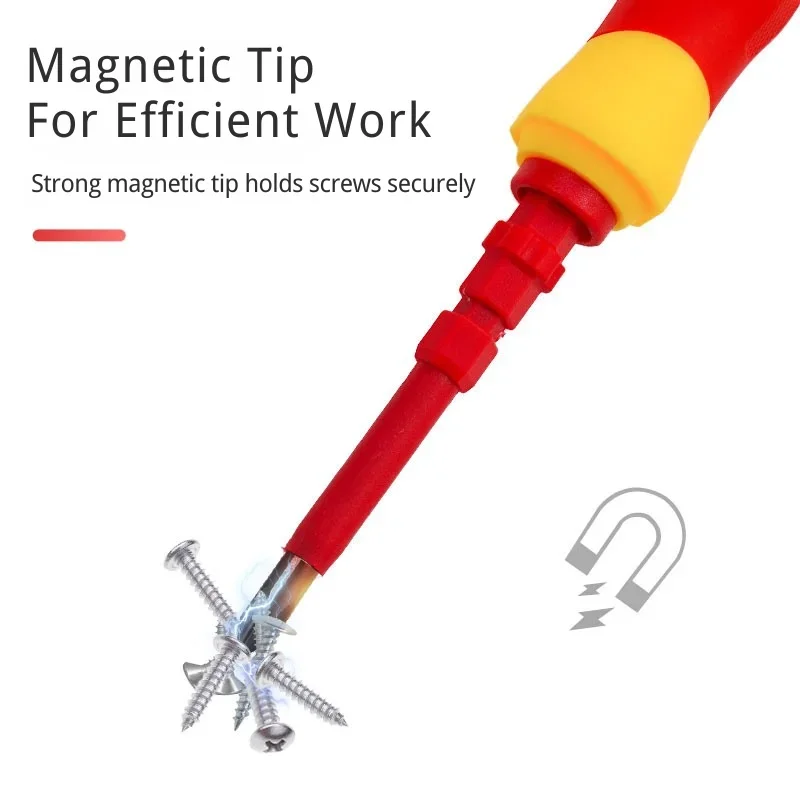 Набор изолированных отверток для электриков 3 в 1, сменные магнитные лезвия — PH1/PH2, шлицевые, крестообразные биты, универсальные инструменты