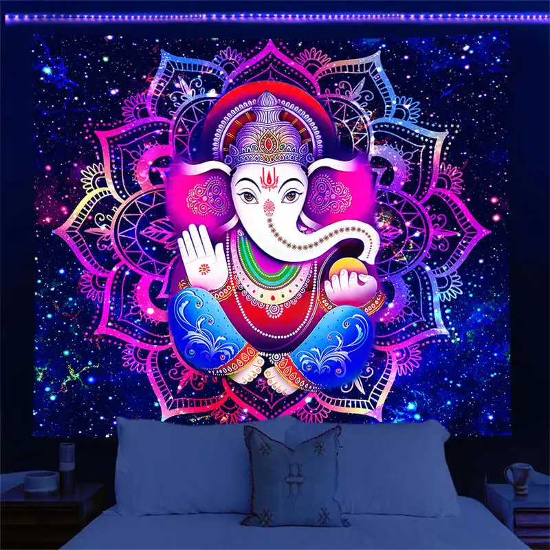 

Indian Elephant Tapestries Mandala Wall Decoration Aesthetic Wall Hanging Cloth 3D Print Boho Psychedelic Hippie Room Home Decor