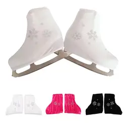 Pack of 2 Velvet Ice Skating Roller Stake Boot Covers Overshoes Protecting Cloth with Sparkling Rhinestone Particles Design