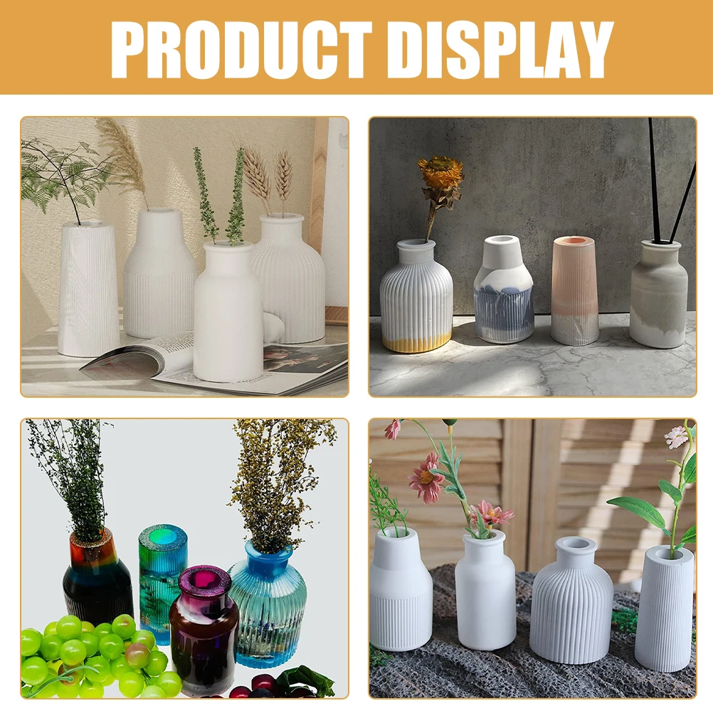 8pcs DIY Silicone Vase Casting Molds Flower Pot Diy Silicone Craft Planter Mold Vase Casting Mold Home Decoration