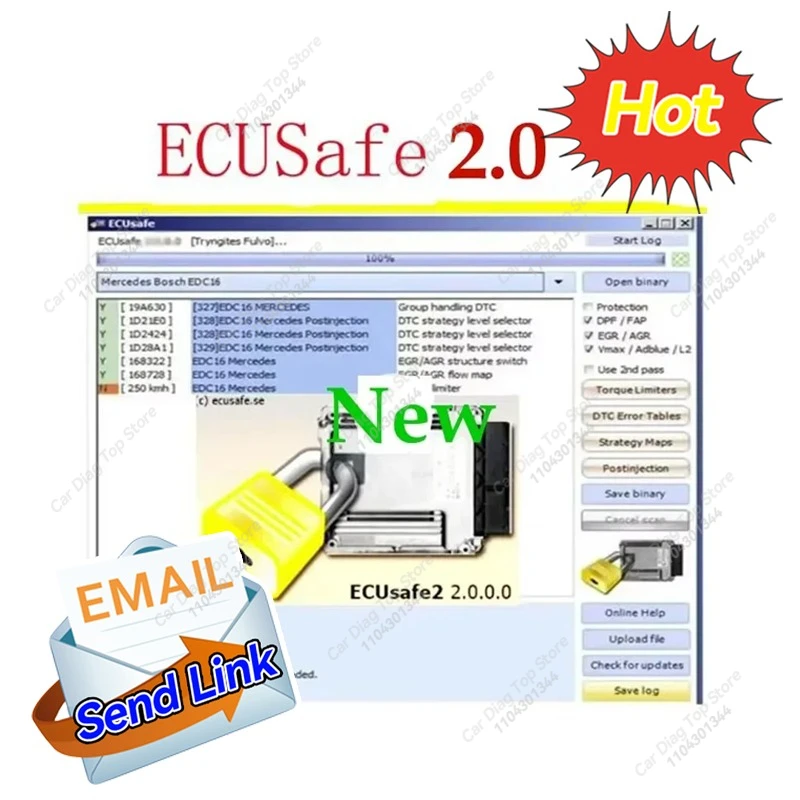 2025 رائجة البيع ECU Safe 2.0 أداة تشخيصية برنامج أداة تشخيصية للسيارات والشاحنات لبرمجة ecu برنامج ECUSafe 2.0